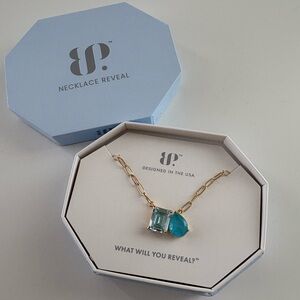 Bomb Party Find Your Voice Necklace NK69075 AquaBlueQuartz Aquamarine CZ Gold